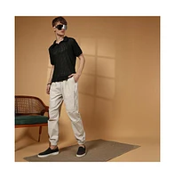 Campus Sutra Men's Saltbox Beige Parachute Utility Trousers