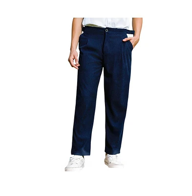 Campus Sutra Men's Navy Blue Tailored Waffle Trousers