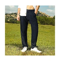 Campus Sutra Men's Prussian Blue Velvique Tailored Trousers