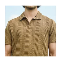 Campus Sutra Men's Ash Brown Flatten-Ruched Polo T-Shirt