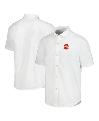 Tommy Bahama Men's White Tampa Bay Buccaneers Sport Coconut Point Palm Vista IslandZone Button-Up Camp Shirt
