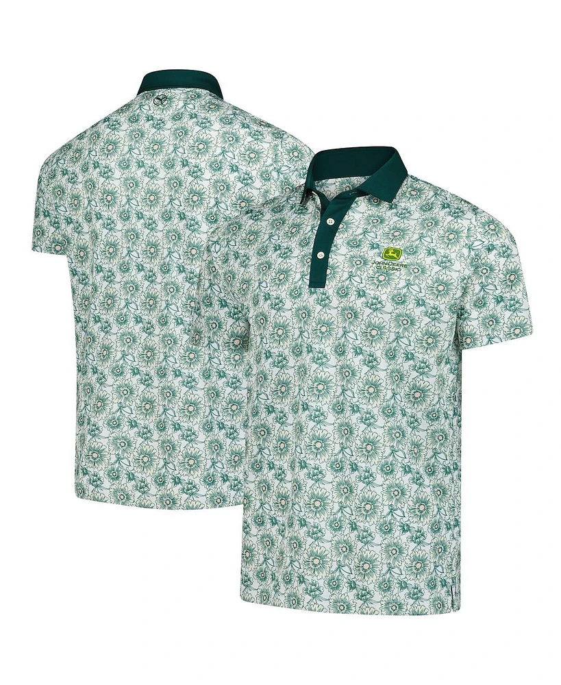 Puma Men's White John Deere Classic Pique Flower Fields Polo Shirt