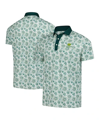 Puma Men's White John Deere Classic Pique Flower Fields Polo Shirt