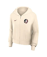 Nike Women's Cream Florida State Seminoles Cropped Chill Full-Zip Hoodie