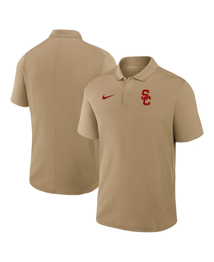 Nike Men's Tan Usc Trojans Primetime Victory Primary Logo Performance Polo Shirt