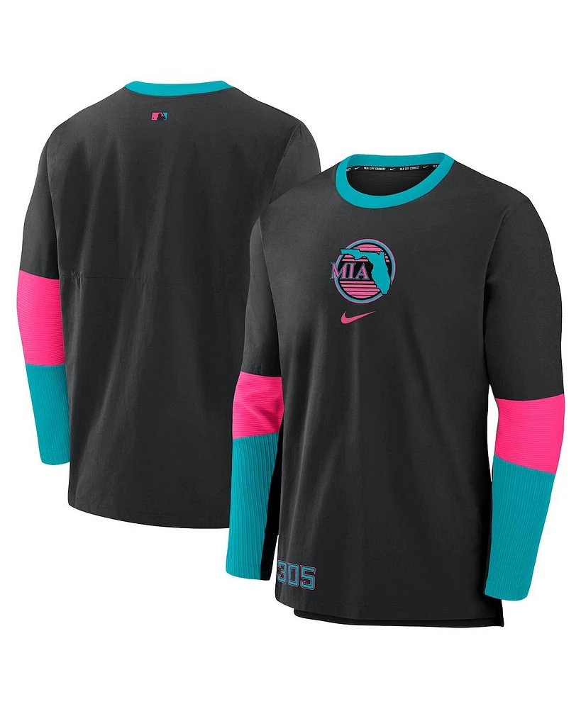 Nike Men's Black Miami Marlins 2025 City Connect Authentic Collection Player Tri-Blend Performance Long Sleeve T-Shirt