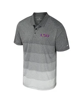 Colosseum Men's Gray Lsu Tigers Striped Mesh Polo Shirt