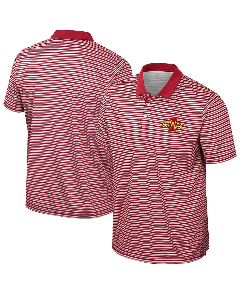 Colosseum Men's Cardinal Iowa State Cyclones Striped Polo Shirt
