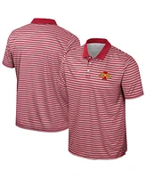 Colosseum Men's Cardinal Iowa State Cyclones Striped Polo Shirt