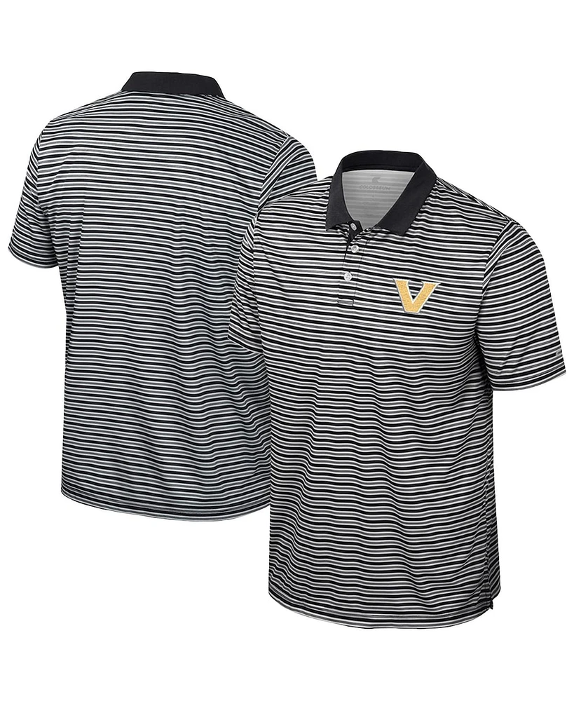 Colosseum Men's Black Vanderbilt Commodores Striped Polo Shirt