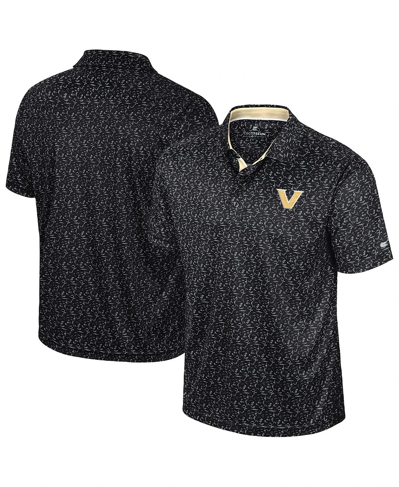 Colosseum Men's Black Vanderbilt Commodores Sublimated Golf Polo Shirt