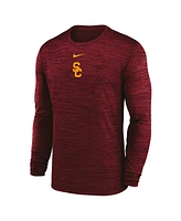 Nike Men's Gray Usc Trojans 2025 Sideline Velocity Performance Long Sleeve T-Shirt