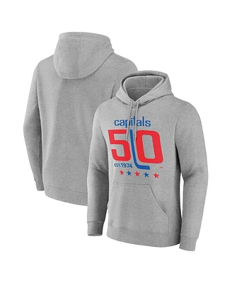 Fanatics Mto Label Men's Gray Washington Capitals 50th Anniversary Pullover Hoodie