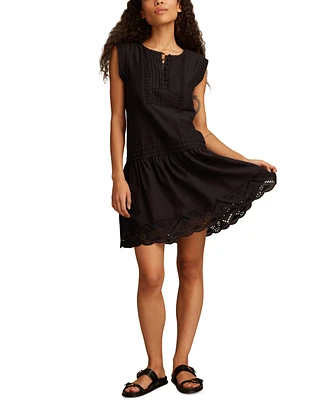 Lucky Brand Women's Cotton Cutwork Tiered Minidress