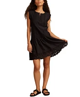 Lucky Brand Women's Cotton Cutwork Tiered Minidress