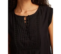 Lucky Brand Women's Cotton Cutwork Tiered Minidress
