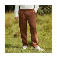 Campus Sutra Men's Chocolate Brown Tailored Suede Trousers