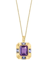 Effy Amethyst (6-1/2 ct. t.w.) & Tanzanite (1-3/8 ct. t.w.) Pendant Necklace in 14k Gold-Plated Silver, 17" + 1" extender