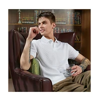 Campus Sutra Men's Cream White Solid Ribbed Polo T-Shirt