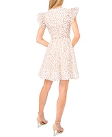 CeCe Women's Tie Waist Flutter-Sleeve Mini Dress