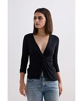 Reistor Women's Twist Front Knit Shirt Black