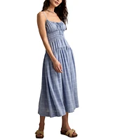 Lucky Brand Women's Printed Smocked-Waist Sleeveless Midi Dress