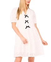 CeCe Women's Bow-Trim Short-Sleeve Baby Doll Dress