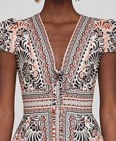 Avec Les Filles Women's Tie-Front Fit & Flare Dress