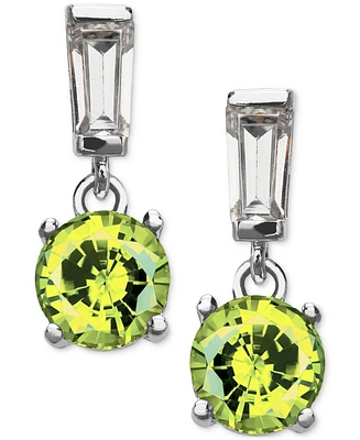 Peridot (1 ct. t.w.) & Tapered Cubic Zirconia Drop Earrings in Sterling Silver