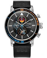 Citizen Eco-Drive Men's Chronograph Star Wars Rebel Starfighter Black Leather Strap Watch 44mm Box Set
