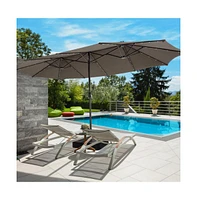 15 Feet Double-Sided Patio Umbrella with 48 Led Lights