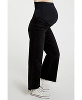 Pinkblush Maternity Black Wide Leg Raw Hem Jeans