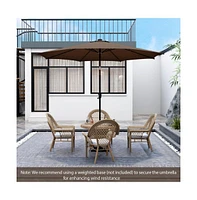 10 Feet Patio Umbrella with 112 Solar Lights and Crank Handle