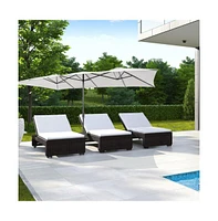 15 Feet Double-Sized Patio Umbrella with Crank Handle and Vented Tops