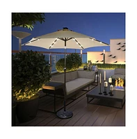 9 Feet Solar Led Lighted Patio Market Umbrella with Tilt Adjustment without Base