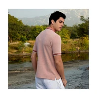 Campus Sutra Men's Brick Brown Duo-Hue Knit Polo T-Shirt