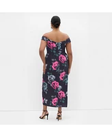 City Chic Plus Claire Print Off Shoulder Dress