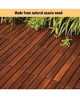 30-Piece Acacia Wood Deck Tiles - 12" x 12" Striped