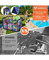 Yescom Mesh Pool Floats Storage Bin Rolling Cart 10 Wheels Metal Frame 49" L x 30" W x 61" H with Black Cover Net Replacement