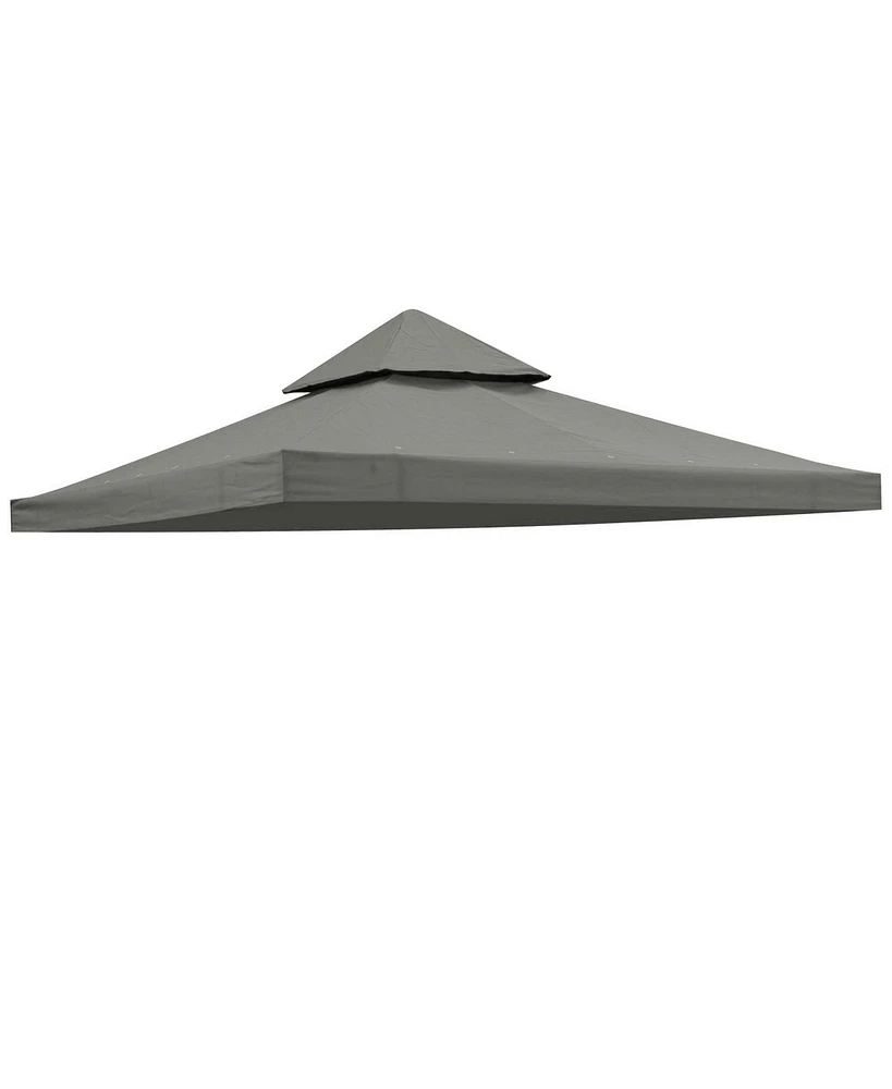 Yescom 10x10Ft UV30+ Gazebo Replacement Top for 2 Tier Outdoor Canopy Cover Patio Backyard Party Deck Gray