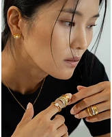 Sterling Silver 18k Gold Plated Flora Culture Pearl Necklace & Stud Earrings Set