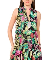 Vince Camuto Women's Printed Split-Neck Tiered Dress