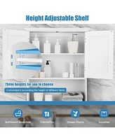 2-Door Wall Mount Bathroom Storage Cabinet with Open Shelf