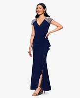 Betsy & Adam Women's Cap-Sleeve V-Neck Dress