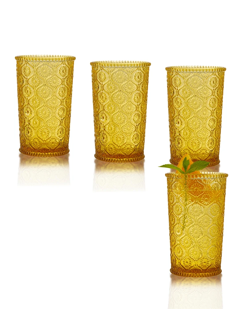 Qualia Glass Cameo Highball Glasses, Set of 4