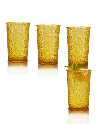 Qualia Glass Cameo Highball Glasses, Set of 4