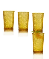 Qualia Glass Cameo Highball Glasses, Set of 4