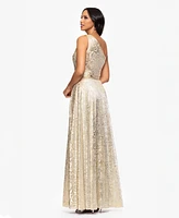 Betsy & Adam Women's Metallic One-Shoulder Dress