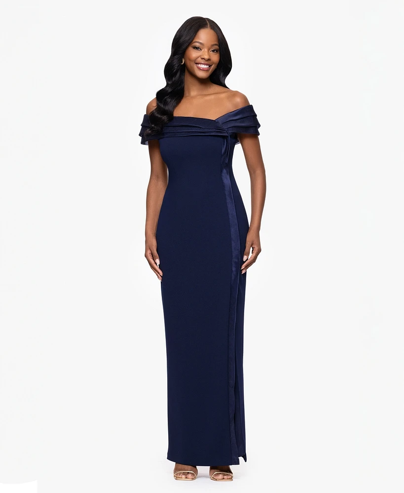 Betsy & Adam Women's Organza Off-The-Shoulder Dress
