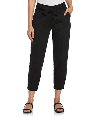 Ella Rafaella Petite Twill Crop Pants with Removable Tie Belt